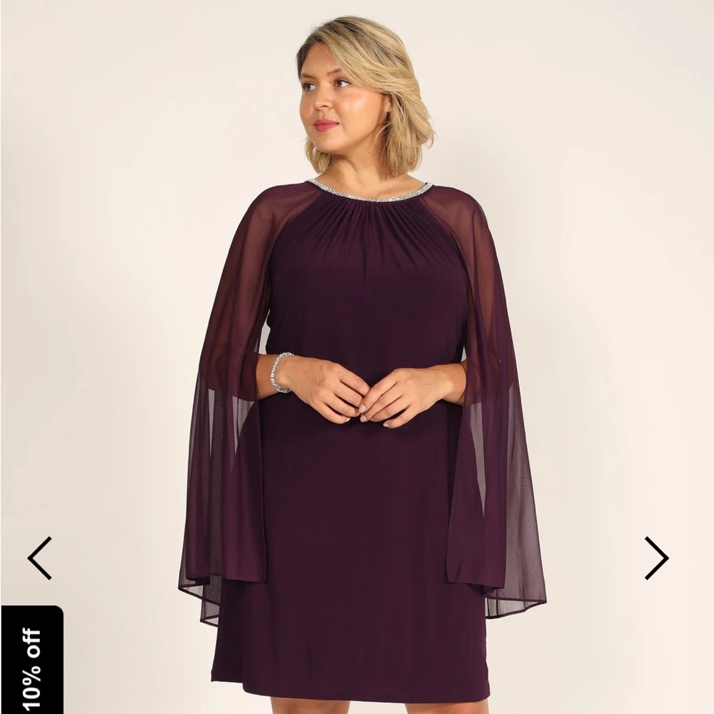 R&M Richards Plum Cape Dress